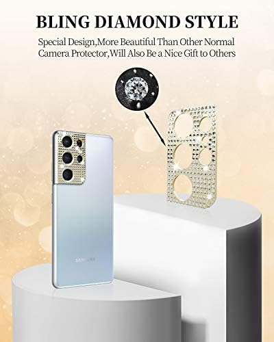 ТАМОРИЈА [2 Пакет] 3д Блинг Дијамант Камера Заштитник На Објективот За Samsung S21 Ултра Заштитна Леќа Декорација Случај Пријателски Сјај Метал