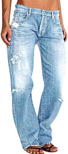 илугу Фармерки Со Права Нога За Жени Искинати Полите Фармерки Со Низок Струк За Жени Копчиња Надолу Жан Кошула Жени