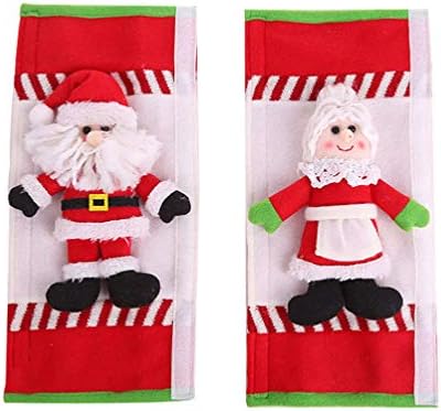 Лиобо рерна Мит Божиќ Дедо Мраз за ладење на ладилникот, капаци на вратата за заштитник кујнски уреди врата рачка нараквици за украси