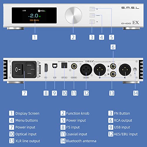 S. M. S. L D400EX Audio DAC, 1PCS AK4191/2PCS AK4499EX Чипови, MQA XMOS XU-316 DSD PCM THD+N 0.00006%, USB/Оптички/Коаксијален/I2S/Bluetooth/Aes