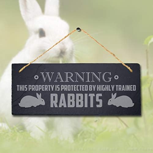 Предупредување Имотот Е Заштитен Со Обучени Зајаци Виси Чеша Зајаче Плакета Знак