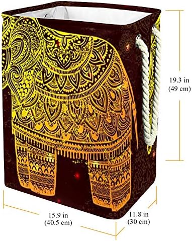 Џроу Злато Индиски Слон Ќебе За Складирање Корпа За Складирање Облека Играчки Во Спална Соба Бања