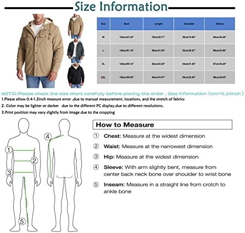 Зимска јакна „Xiaxogool“, машка тешка категорија со тешка категорија, термичка јакна од Шерпа Класичен карид, копчиња со долг ракав, топло
