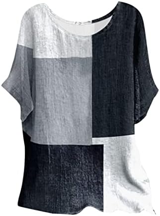 Nokенски кошули и блузи од Нокмопо, лабава печатена памучна постелнина, тркалезен врат, обичен плус големина маица