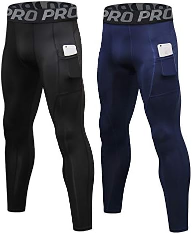 Панталони за компресија на Менс Ланбаоси со џебови за тренингот на тренингот кои трчаат хулахопки ладно сув атлетски спортски спортски салата
