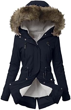 Womenените плус големина Зимски палто со долги ракави јакна топла качулка со дебела плоча од надворешна облека, јакна од кордорои,