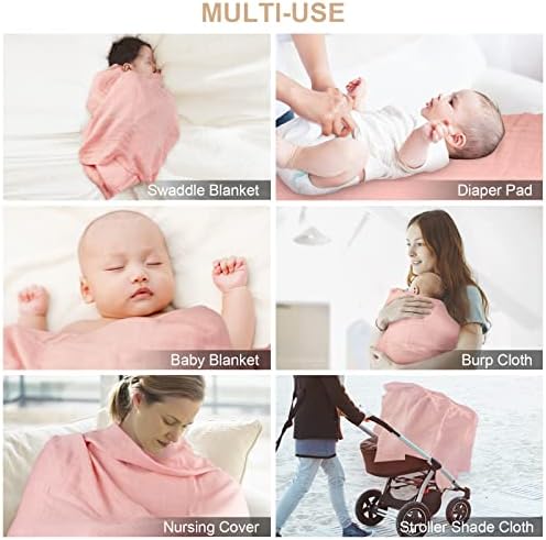 Muslin Swaddle Claints, 4-пакувања кои примаат ќебиња за Swaddles за момче девојче, неутрален мек бамбус бамбус бебето, затрупа