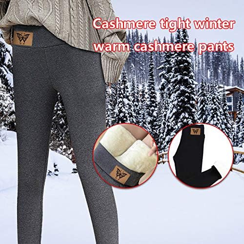 Women'sенски зимски шерпа руно ги постави хеланки, високи половини затегнати дебели кашмили хеланки плишани топли термички панталони
