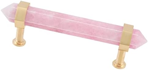 Јатминг Пакет од 2 Копчиња Со Двојни Завршени Кристални Точки Со Завртки, Шестоаголни Фацетирани Розови Кварцни Камени Копчиња
