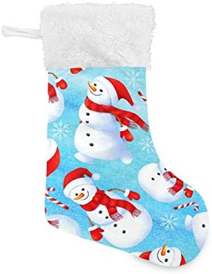 Алаза Божиќни чорапи Смешно снешко класично персонализирани големи декорации за порибување за семејни сезонски празници Декор 1 пакет, 17,7 ''