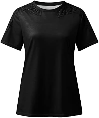 Маичка за блуза за дами лето есен 2023 облека y2k краток ракав екипаж брод вратот чипка памук основен врв здраво здраво здраво здраво здраво
