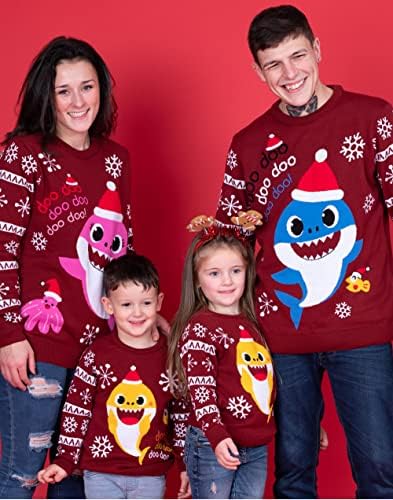 Бебе ајкула Божиќна скокач деца момчиња девојчиња црвени плетени Божиќни џемпер
