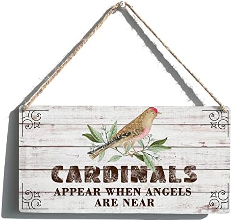 Христијанска молитвена знак фарма куќа кардинали се појавуваат кога ангелите се близу дрвени виси знак рустикална wallидна уметност декорација