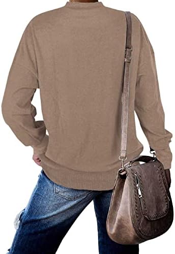 Женски кошули со долги ракави околу вратот плус големина на врвот на обична капка рамо, џемпер, цврста зимска облека