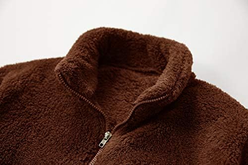 Mens Fuzzy Sherpa јакна кардиган руно долг ракав целосен поштенски отворен преден термички палто есен зимска надворешна облека