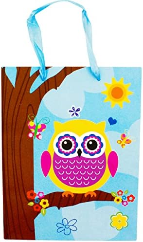 Zramo 12 Mediual Owl Design Party Tagks, торби за подароци за роденден - сет од 12 торби за подароци за среќен роденден