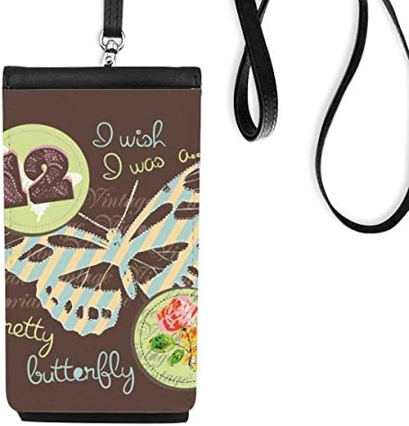 Марки и пеперутка уметност деко подарок моден телефон паричник чанта што виси мобилна торбичка црн џеб