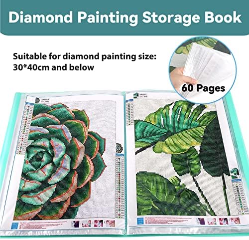 PP Opount 60 џебови A3 Diamond Stagine Storage Book, држете до 60 дијамантски сликарство, складирање на папки за сликање со дијаманти за додатоци