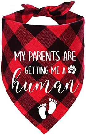 Ptzizi Моите родители ми добиваат човечки црвен карид памучен триаголник миленичиња кучиња бандана, најава за бебиња кучиња за кучиња,