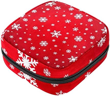 Преносна санитарна торба за чување на салфетка Период торба за жени санитарна салфетка случај, снегулка беспрекорна шема Божиќ