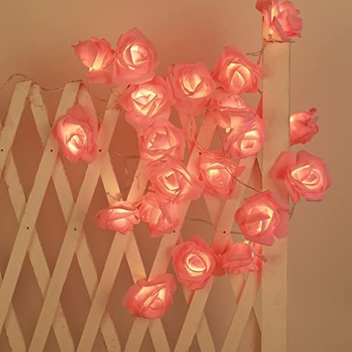 Uctek Rose String Lights, Valentine String Lights 20 LED 7,2ft декоративни светла со напојување со батерија со далечински управувач