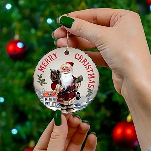Божиќни украси за чување на Божиќни Дедо Мраз керамички украси за украси Орнаменти гроздобер новогодишна елка што висат украси сувенири
