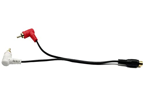 Аудио кабел Splitter RCA Splitter, позлатен RCA женски до двојно машки кабел за аудио адаптер со агол од 90 степени, кабел за лотос -8