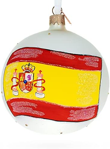 Божиќно украс на знамето на шпанска стаклена топка 4 инчи