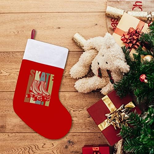 Ролериско лизгање Ретро Божиќни чорапи Црвен кадифе со бела торба за бонбони Божиќни украси и додаток на семејна забава