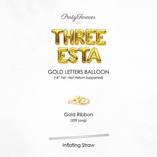 Забава засекогаш Злато Три Ban Фолија Балон Банер Фиеста Тематските 3 Роденден Декорација И Материјали
