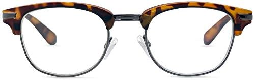Во Стилските Очи Продаваатк Сино Светло Блокирање Очила За Читање-Рамка За Ретро Веѓи Со Целосен Раб-Неполаризирана Леќа