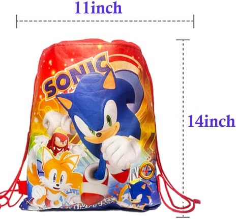 12 Пакувања Sonic Party Фаворизира Торба Врвка Ранци, Sonic Tring Партија Кеси, Подароци Торби Роденден Партија Материјали Корист Торба за деца