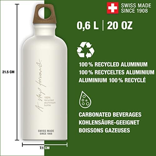 SIGG - Алуминиумско шише со вода - Патник MyPlanet Forward Plain - климатски неутрални овластени - Погодно за газирани пијалоци - протекување