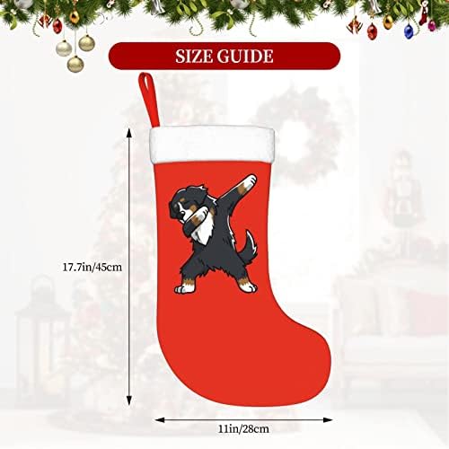 Јујуј Бернез планинско куче Божиќно порибување Декорација на одмор камин виси чорап 18 инчи чорапи