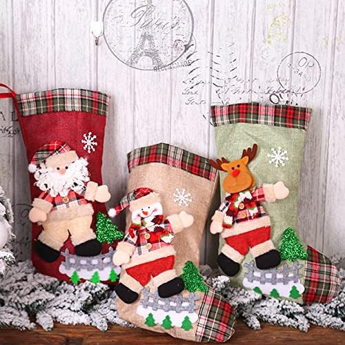 Божиќни чорапи на Тангдунер Симпатична снежна служба/Дедо Мраз/Елен/Мечка Божиќни чорапи за подароци Постелнини за лекови, големи
