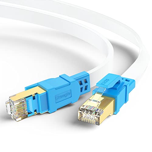 Uregegle CAT8 Ethernet Cable 1.5ft 2pack, голема брзина 40Gbps кратка LAN Интернет жици злато-позлатен стабилен RJ45 конектор,