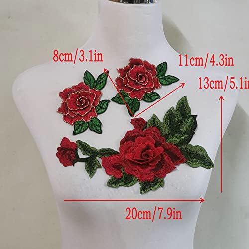 4 парчиња везови розови цветни шие на лепенка фустан капачиња торбички фармерки Апликации занаетчиски додатоци за облека DIY