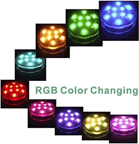 Потопена боја на LED светла за промена на бојата со трип, 13 бои 4 режими водоотпорна светлина со напојување со батерија со далечински