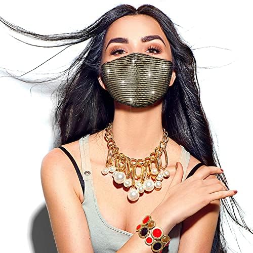 6 парчиња Rhinestone Bling Mesh Mash Mask Sequined Chic Decorative Masquerade Face Confience за партиски костум