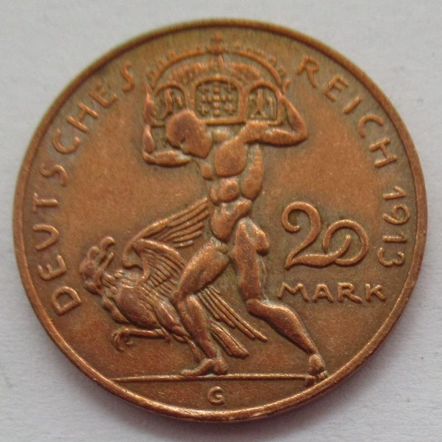 Германски 20 Марко 1913 Странска Реплика Бакар Комеморативна Монета