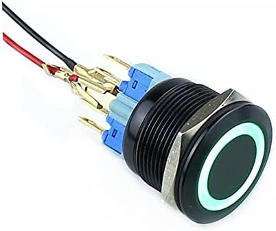 Ezzon 19mm Алумина метални метални копчиња прстен прстен дијафрагма LED заклучување на самостојно ресетирање моментално 1NO 1NC