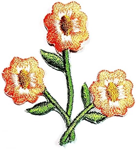 Кленплус 3 парчиња. Мини Орхидеи Портокал Цвет Извезени Железо На Шиење На Лепенка За Костим Облека Фармерки Јакни Капи Ранци Кошули
