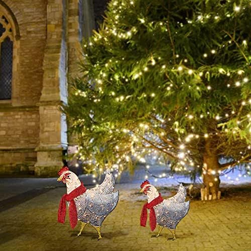 Божиќ со шамија Божиќна декорација пилешко Божиќна акрилна декорација осветли украси на отворено украси предводени од празничка