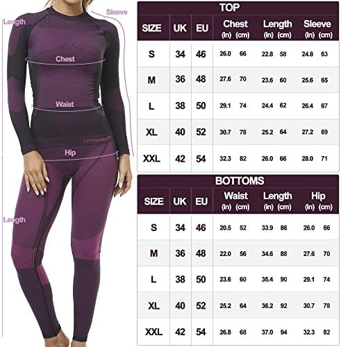 Единственабела женска термичка долна облека, термички основни слоеви жени - скијачки дами компресија атлетски долги џон -кожи сет