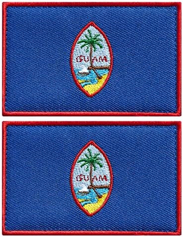 STIDSDS 2 пакувања Гуам знаме за крпеница Гуам знамиња извезени закрпи Гуамански знамиња Воена тактичка лепенка за облека капа ранец