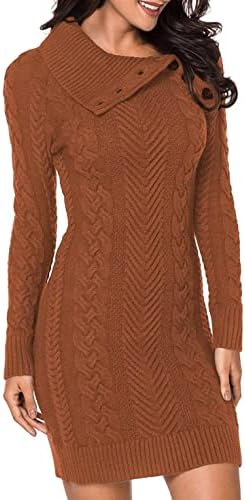 Blencot женски женски теринг еластичност со долг ракав, бучен кабел плетен пуловер џемпери скокач