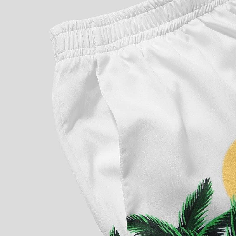 WSSBK печатени мажи Хавајски поставуваат лапти за кратки ракави за одмор и шорцеви летни модни улични облеки за мажи 2 парчиња