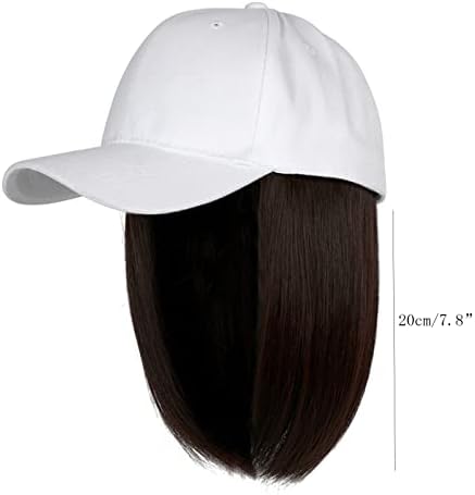 Бејзбол капа со екстензии за коса директно кратка боб фризура што може да се отстрани перика за женска девојка пепел русокоса мешавина
