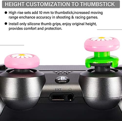 PlayRealm FPS ThumbStick Extender & 3D Texture гума од силиконски зафат на 2 сетови за PS5 Dualsenese & PS4 контролер