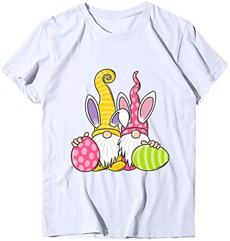 Велигденски зајаче врвови за жени женски маици со кратки ракави за кратки ракави Основни врвови кошула Бохо врвови за жени